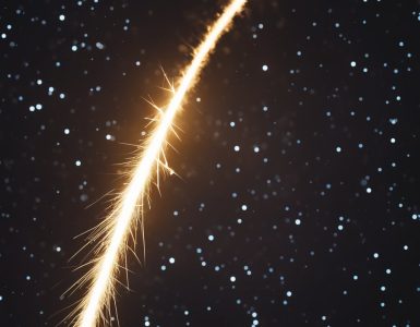 image of bright meteor streak acroos a dark nigh sky
